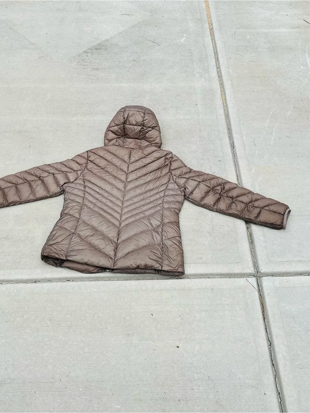 Michael Kors Packable Down Brown Quilted Hooded Puffer Jacket size Large